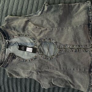 Fashion Nova Gray Denim Tank Top